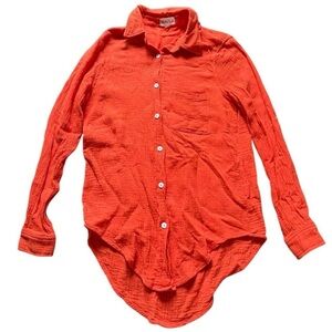 A79-Malibu Bum Orange long sleeve button-up shirt #boho #beach